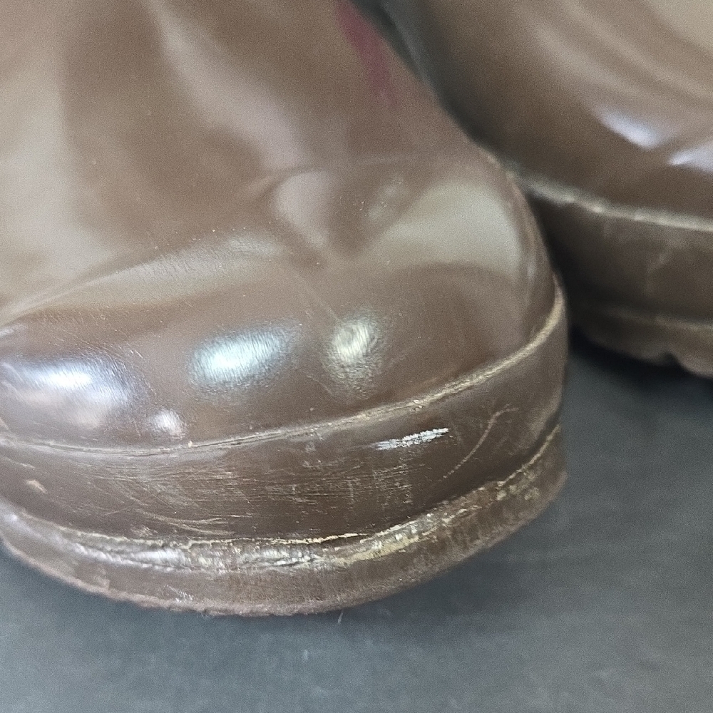 Hunter Size 8 Gloss Dark Brown Tall Rubber Rain Boots - Picture 5 of 16